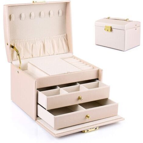 SABIR Boite a Bijoux Femme Fille(Rose Nude), Boîte à Bijoux Coffret à Bijoux Rangement Bijoux Organisateur pour Bagues Bracelets Boucles d'oreilles Montres Lunettes Cadeaux de Noël (1/5)