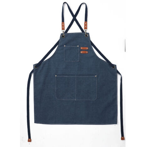 SABIR (Bleu Marine)Tablier Cuisine Homme Tabliers en Toile avec 3 Poches Imperméable et Réglable Apron pour Barbecue, Restaurant,Jardin, Charpentier,78 x 68cm (1/5)