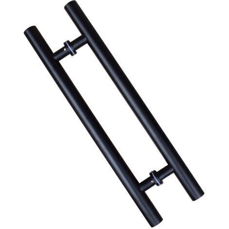 SABIR Poignée de porte coulissante en acier au carbone Finition noire Longueur 600 mm Espacement des trous 400 mm Compatible portes intérieures et extérieures (1/5)