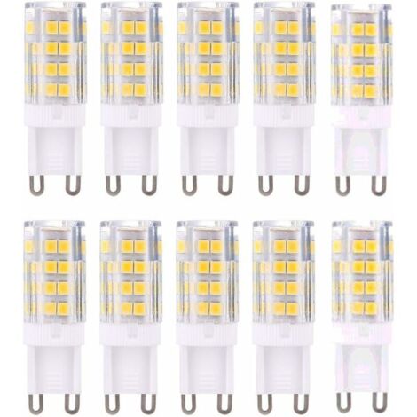 SABIR G9 LED Lampe Ampoules, Blanc Chaud 3000K 5W G9 LED Ampoule Lumiere équivalent aux ampoules halogènes de 40 W 420 lumens not dimmable, lot de 10 [Classe énergétique A+]