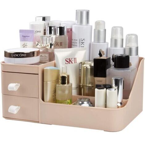 SABIR Rangement Maquillage, Organisateur de Cosmétiques avec 2 Tiroirs, Boîte à Bijoux et Support Cosmétique Rangements pour Salle de Bain et Chambre (1/5)