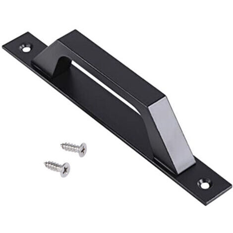 SABIR (Noir) Poignée de porte droite en aluminium, poignée de porte coulissante ou battante, 198 x 25 x 40 mm, poignée droite pratique et confortable (1/5)