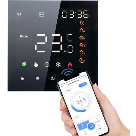 SABIR Thermostat connecté WiFi pour chauffage électrique Programmable 5+2/6+1 Plage de 5-70℃ Compatible Google Home et Amazon Alexa