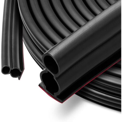 Joint de porte flexible, en caoutchouc, 10 mm x 15 mm, autocollant, étanche, pour fenêtre et porte, noir, 6 m (1/5)