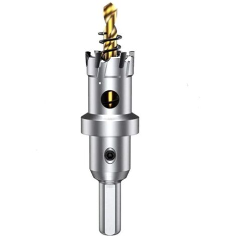 22mm Scie à Cloche en carbure de tungstène, TCT Foret de scie trépan avec 1 forets pilote plaqués titane pour acier inoxydable, feuille, métal… (1/4)
