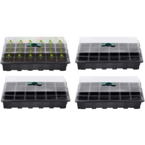 4Pcs Plateau De Semis De Plantes, 24 Cellules Plateau De Pépinière De Semis En Plastique Propagateurs De Graines De Fleurs Avec évents Réglables Pour La Maison De Jardin De Serre Chaude (1/5)