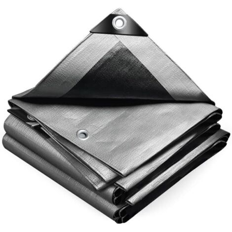 Bâche de Protection en Polyéthylène 240g/m² Bâche Imperméable Ultra Lourde et Résistante Revêtue des Deux côtés avec Oeillets en Aluminium Couverture Étanche pour Jardin, Piscine 2x3m (1/4)