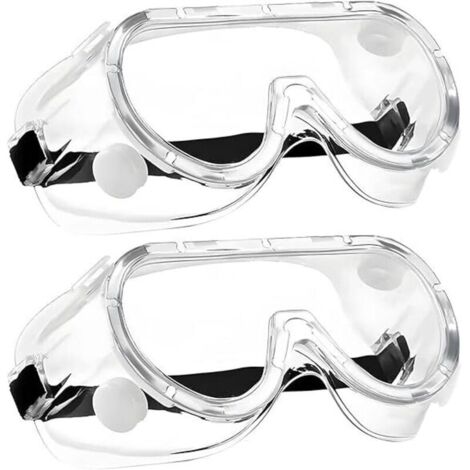 Lot de 2 paires de lunettes de sécurité, lunettes de travail à vision panoramique, antibuée et protection UV, lunettes de sécurité anti-poussière pour laboratoire, cyclisme, ski, alpinisme (1/5)