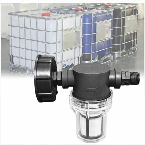 Robinet Raccord Cuve 1000 L, Articulation de u de Jardin pour Collecteurs d'eau de Pluie avec Fonction de Filtre,S60x6 Adaptateur De Réservoir d'eau IBC (1/2'' Fil extérieur),--TRIMEC (1/4)