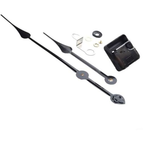 WIIYENA Kit de mécanisme de mouvement d'mecanisme horloge murale à couple élevé, silencieux, à quartz, kit de réparation avec aiguilles longues pour grande horloge de 50 à 60 cm (noir 2)