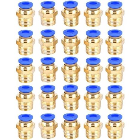 Lot de 25 raccords rapides G1/4 pc6-02 pour tuyau et outils pneumatiques (1/4)
