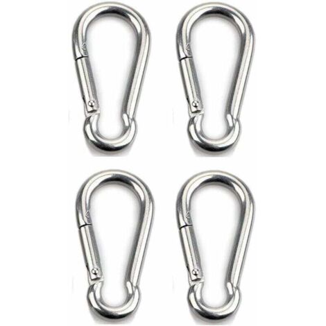 Mousqueton à fixation 4 pièces pour usage intensif, sports, chiens de verrouillage, hamac à balançoire, acier inoxydable 304, épaisseur 8 mm (1/3)