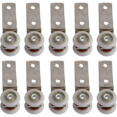 6,5 x 1,9 cm Coude de conduit en métal Roulement Bloc de poulie avec deux Plastique de roue pour porte coulissante fenêtre Cabinet NPTERBL (1/4)