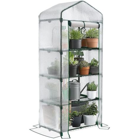 Serre de Jardin PE avec Étagères 4 Niveaux Serre de Jardin pour Légumes Plantes Fleurs Bâche Renforcée 135g/m2 Protéger Vos Plantes en Toutes Saisons 69x49x160cm