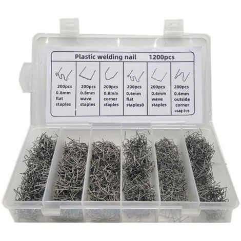 1200 pièces pare-chocs de voiture réparation en plastique clous de soudage bote d'esprit agrafes chaudes adéquates fil de soudage réparation clous pour Auto (1/4)