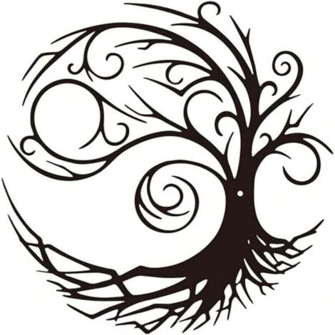Art Mural en Métal,Décoration Murale Silhouette arbre de vie Art Déco,Convient pour Salon,Jardin,Chambre,30x30cm (1/5)