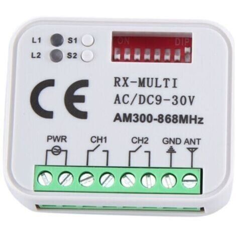 RéCepteur Universel RX MultifréQuence 300-868 MHz 2CH 12 V 24 Module Relais TéLéCommande de Porte Garage 433,92 868