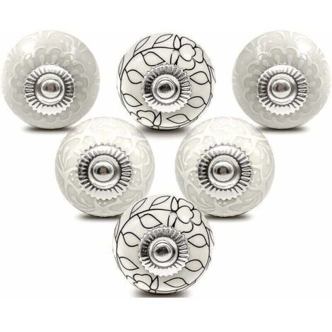 Bouton de Meuble Porcelaine Poignee Commode Ceramique Boutons de Porte Vintage pour Placard Tiroir (6 Pièces) (1/4)