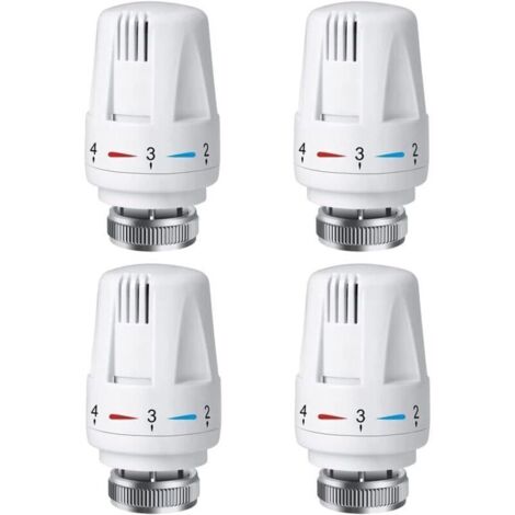 Tête de thermostat Thermostat 4 pièces M 30 x 1,5 Tête de rechange pour vanne de radiateur avec réglage antigel (1/4)