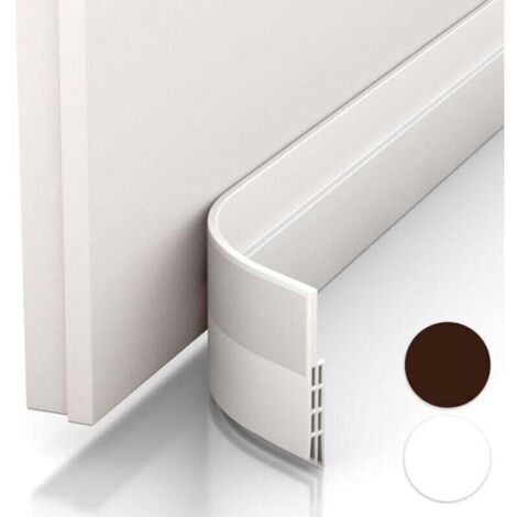 Bas de porte anti-courant d'air & étanchéité porte - NOUVEAU bas de porte isolant (rapide à installer), idéal pour l'isolation contre le froid, le bruit & l'humidité (1 x blanc) (1/4)