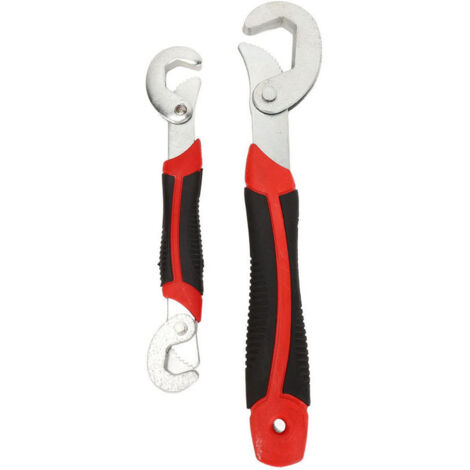Jeu de clés à cliquet,Jeu de 2 clés auto-ajustables multifonctions 9-32mm, clé à tuyau universelle à prise rapide (1/4)