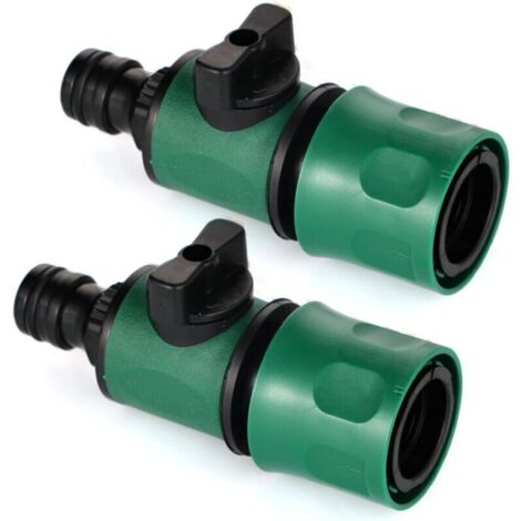 Lot de 2 Rallonges de Raccord Tuyau D'Arrosage - Raccord Rapide D'Eau Avec Valve pour Tuyau - Raccordement des Outils de Jardin - Raccordement de Tuyau - Raccordement Individuel (1/4)
