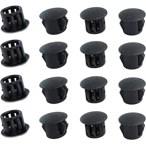 Bouchons ronds en plastique (noirs, 8mm), 20 pièces, couvercles de trous de meubles, couvercles de trous en plastique, bouchons de perçage pour serrures de trous de meubles (1/4)
