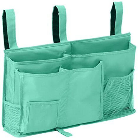 1 Sac de rangement pour lit superposé(Vert Clair), sac de rangement pour lit suspendu, 8 poches, pour lit de chambre d'étudiant, lit d'hôpital, barreaux de lit pour bébé, 600D Oxford Cloth (1/4)