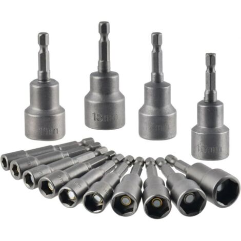 Douille Hexagonale Magnétique 14Pcs Douille Visseuse à Choc 6-19mm, Clés à Douille Magnétique Hexagonale Douille Set Magnétique 1/4 Hexagonale Douille Prise Adaptateur Outil (1/5)