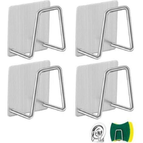 4 Pièces Porte Éponge Inox, Porte Éponge Évier Cuisine, Porte-éponges Auto-Adhésifs, Porte Éponge Évier, Porte Éponge Cuisine, Porte-éponges, Pour Éponges, Brosser, Torchon (1/4)