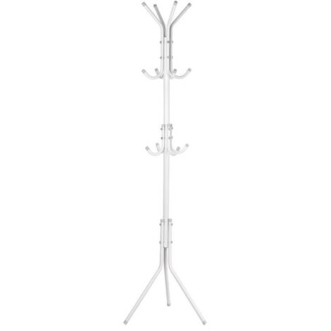 SJLERST Porte-manteau en métal à crochets multiples, porte-chapeau, support d'arbre, cintre de sac à vêtements, organisateur pour chambre à coucher de maison (blanc) (1/4)