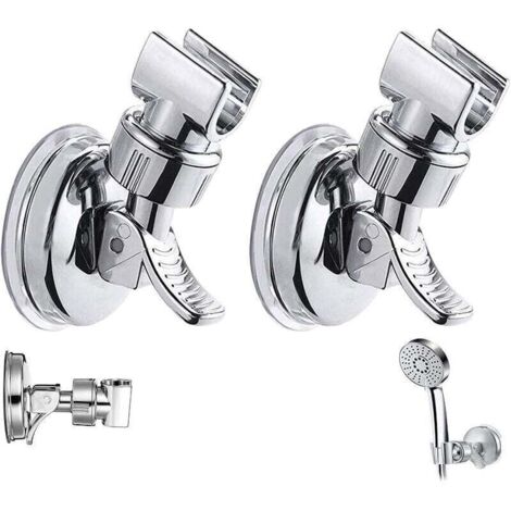 2pcs Support de pomme de douche réglable amovible support mural de douche ventouse support de tête de douche réutilisable sans perceuse étanche pour Salle de Bain Hôtel Carrelage en Verre Métal (1/5)