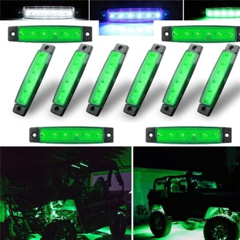 Lot de 10 feux de roche à LED, bandes lumineuses, lumières de passage de roue, lumières LED sous-lumineuses pour camions, voiturette de golf, Jeep Wrangler, RZR, Offroad, F150, F250, motoneige (vert) (1/4)