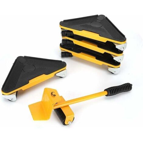 5 pièces ensemble d'outils de déménagement de meubles Kit de main de barre de roue à roulettes de poussoir de transport (1/4)