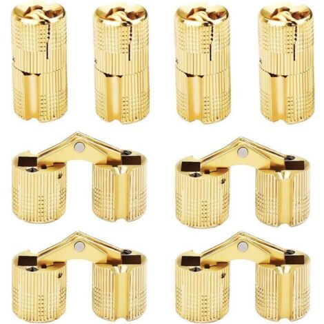 Charnières Cylindriques 8 pièces Charnière Cachée en Laiton 180 ° Angle D'ouverture Invisible Barrel Hinge Remplacement pour DIY Boîte À Bijoux Main (1/4)