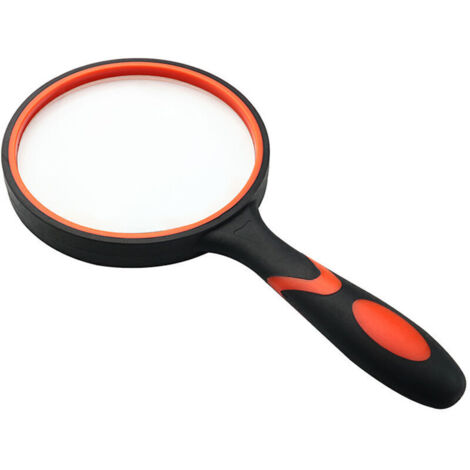Loupe de Lecture 100mm Gros Grossissement Portable 10X avec Poignée en Caoutchouc Souple Antidérapante Diamètre de 100 mm pour Lire des Livres Verre véritable pour Lire des Journaux Mots Croisés (1/4)