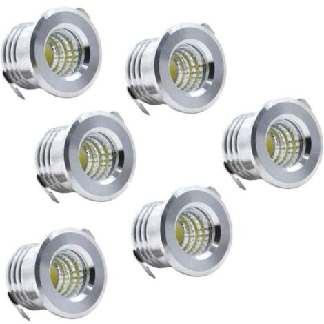 Lot de 6 Mini Spots encastrables au Plafond LED Noirs Mini Spot LED pour plafonnier d'armoire, 3 W, blanc froid (1/4)