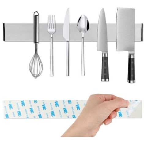 Porte Couteaux Aimanté, Porte Couteaux de Cuisine Magnétique avec Aimant Extra Fort, Aimant Couteau Mural en Acier Inoxydable, Aimant Couteau Mural pour Les Couteaux et Les Outils (30c (1/4)