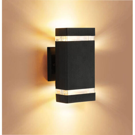 SABIR Applique Murale Extérieure/Intérieure LED, 12W IP65 étanche Pared Up and Down Applique , 3000K Blanc Chaud Noir Apliques Pared Idéal pour Jardin, Couloir, Terrasse, Cour