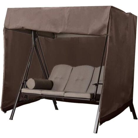 SABIR Housse de balancelle de jardin résistante à l'humidité et aux UV - Protection anti-poussière en triangle pour balancelle de terrass (1/4)
