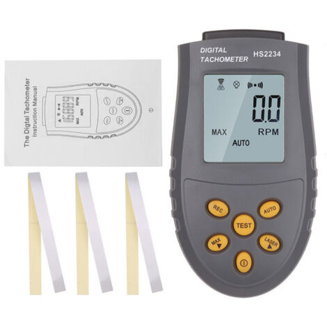 SABIR Tachymètre HS2234,2,5-99999 RP/secs, Compteur de Vitesse à Affichage Numérique sans Contact (gris) (1/5)
