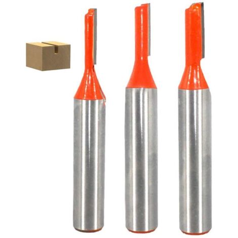 SABIR 3 Pièces 8mm Shank Tige Straight Routeur Bits Set, Fraise droite de métrique, Mèche de routeur droite à simple flûte Fraise à bois Outil de Woodworking Cutter Lame (1/5)