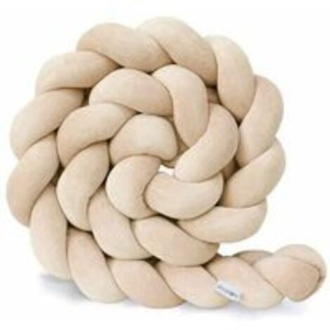 SABIR Protector de cuna de una pieza, almohada de algodón para recién nacido, cama de viaje ideal, almohada de terciopelo para bebé, beige, 2 m