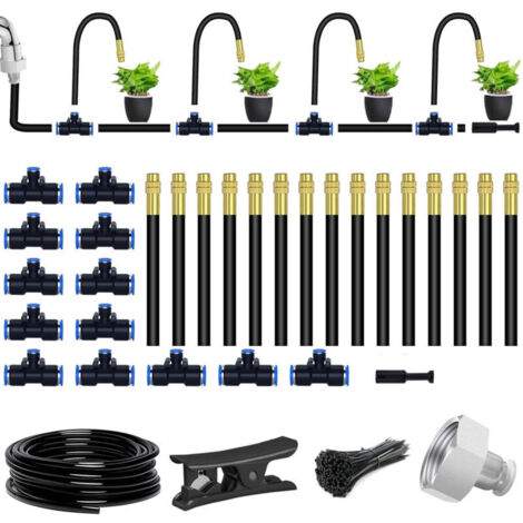 SABIR ANMI Kit de système d'irrigation, système d'irrigation goutte à goutte pliable à 360 ° avec tuyau d'irrigation goutte à goutte de 15 m, système d'arrosage automatique à faire soi-même, kits (1/5)