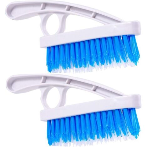 SABIR Lot de 2 brosses à récurer pour joints - Brosse à récurer en poils de nylon rigide pour baignoire, douche - Pour joints de sol et carrelage - Brosse de nettoyage pour salle de bain et cuisine (1/5)