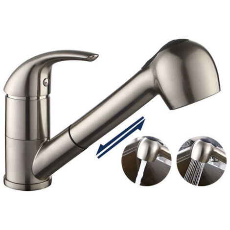 SABIR Homelody® Robinet de Cuisine avec Douchette Extractible Mitigeur de Cuisine 2 Jets au Choix Robinet Mitigeur Evier Cuisine Brossé (1/5)
