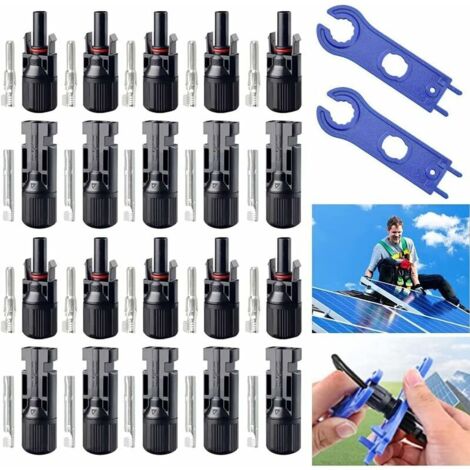 SABIR 10 Paires Connecteur Solaire MC4 Connecteur Mâle/Femelle Connecteur Solaire Connecteur de Panneau Solair Photovoltaïque Connecteur PV IP67 avec 2 Clé pour Panneaux Solaires Cable Accessoires—— (1/5)