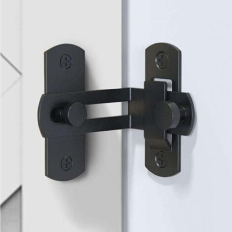SABIR Serrure de porte de grange à pêne dormant à 90 degrés Bouton incurvé à angle droit - Noir, 1pc (1/3)