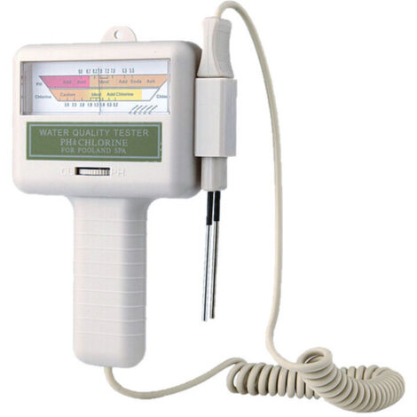 SABIR Qualité Eau Testeur, Portable Numérique Moniteur, Ph Eau Testeur Analyse Chlore Piscine Kit Test (Blanc) (1/5)