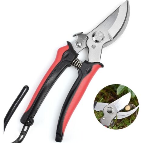 SABIR Jardin Sécateurs et ciseaux de jardinage Sécateur à main en Acier Inoxydable Lame tranchante d'élagage Cisailles pour jardiniers émondage Cueillette Garniture rouge noir 190MM 55MM (1/5)